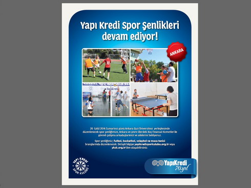 Yapı Kredi Bölge Spor Şenliği 20 Eylül Cumartesi Ankara’da!