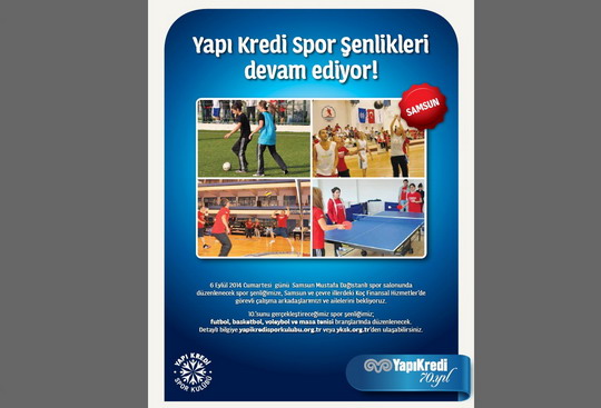 Yapı Kredi Bölge Spor Şenliği 6 Eylül 2014 Cumartesi günü Samsun’da!
