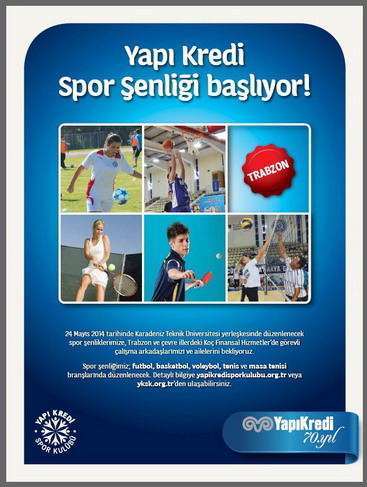 Yapı Kredi Bölge Spor Şenliği 14 Haziran 2014 tarihinde Trabzon’da başlıyor.