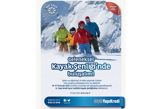 Yapı Kredi Spor Kulübü 6. Kayak Şenliği 16-17-18 Ocak 2015  tarihlerinde  Bolu / Kartalkaya’da.