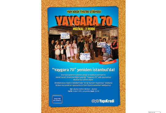 “YAYGARA 70“ Yoğun istek üzerine, yeniden AKATLAR Kültür Merkezi’nde !